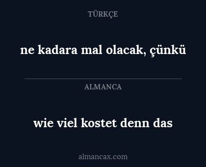 wie viel kostet denn das - ne kadara mal olacak, çünkü