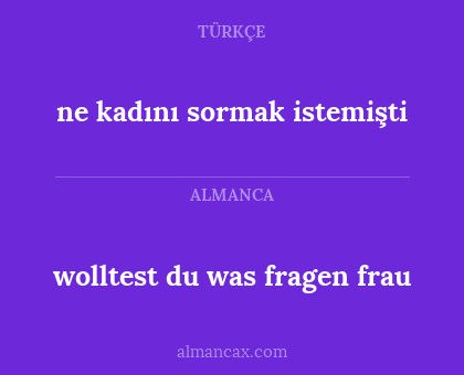 ne kadını sormak istemişti - wolltest du was fragen frau