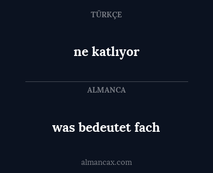 ne katlıyor - was bedeutet fach
