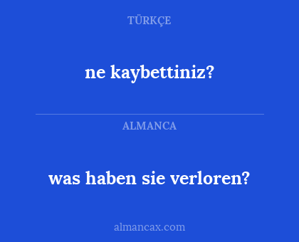 ne kaybettiniz? - was haben sie verloren?