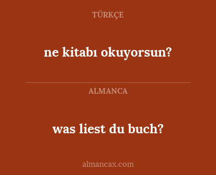 ne kitabı okuyorsun? - was liest du buch?