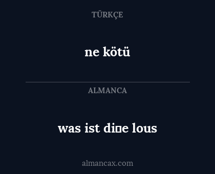 ne kötü - was ist di̇e lous