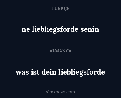 ne liebliegsforde senin - was ist dein liebliegsforde
