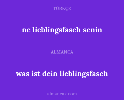 was ist dein lieblingsfasch - ne lieblingsfasch senin