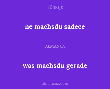 ne machsdu sadece - was machsdu gerade