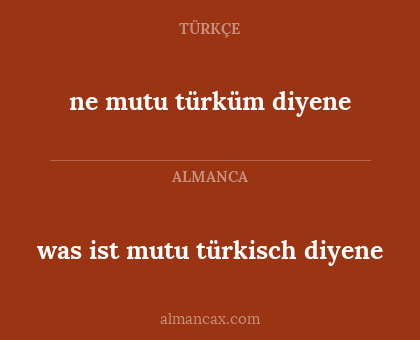ne mutu türküm diyene - was ist mutu türkisch diyene