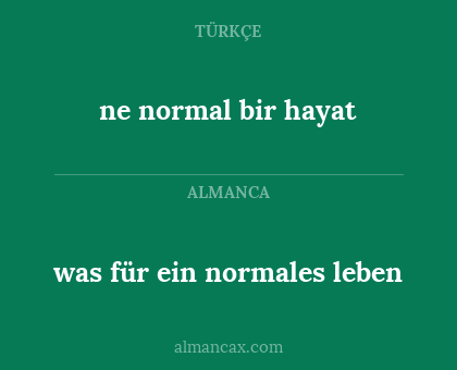 ne normal bir hayat - was für ein normales leben