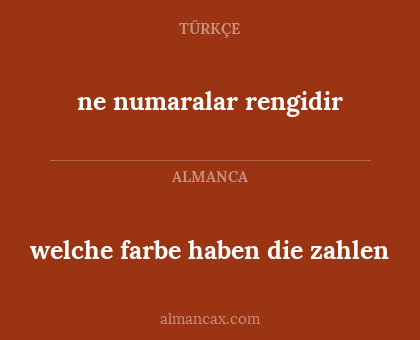 welche farbe haben die zahlen - ne numaralar rengidir