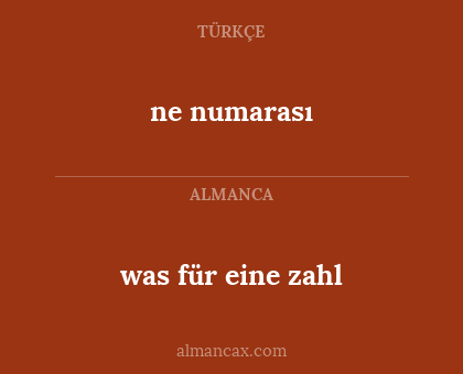 ne numarası - was für eine zahl