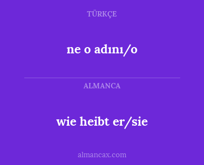 ne o adını/o - wie heibt er/sie