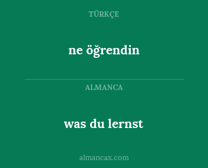 ne öğrendin - was du lernst