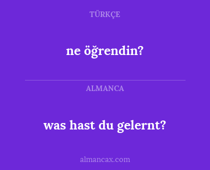ne öğrendin? - was hast du gelernt?