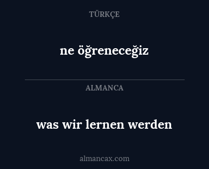 ne öğreneceğiz - was wir lernen werden