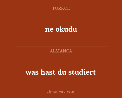 ne okudu - was hast du studiert