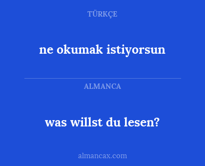 ne okumak istiyorsun - was willst du lesen?