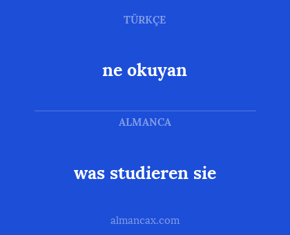 was studieren sie - ne okuyan