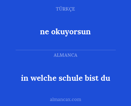 ne okuyorsun - in welche schule bist du