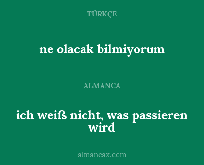 ne olacak bilmiyorum - ich weiß nicht, was passieren wird