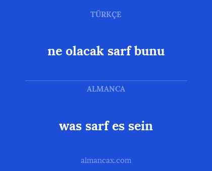was sarf es sein - ne olacak sarf bunu