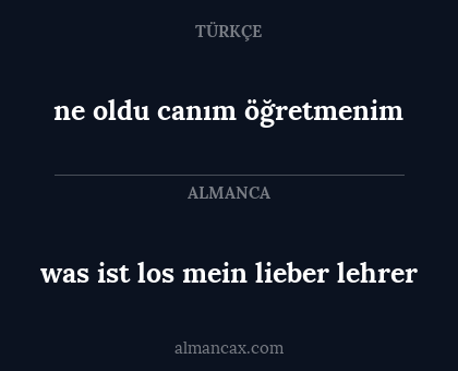 ne oldu canım öğretmenim - was ist los mein lieber lehrer
