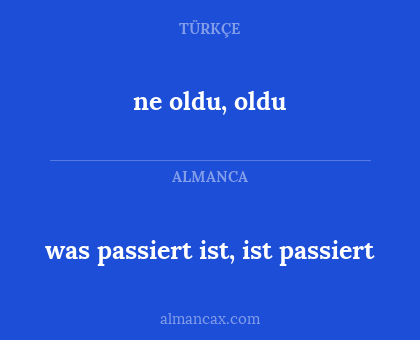 ne oldu, oldu - was passiert ist, ist passiert