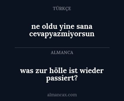 ne oldu yine sana cevapyazmiyorsun - was zur hölle ist wieder passiert?