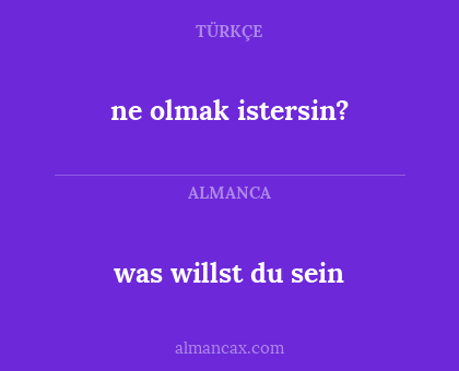 was willst du sein - ne olmak istersin?