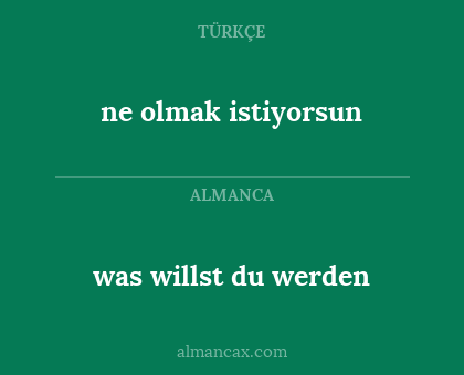 ne olmak istiyorsun - was willst du werden