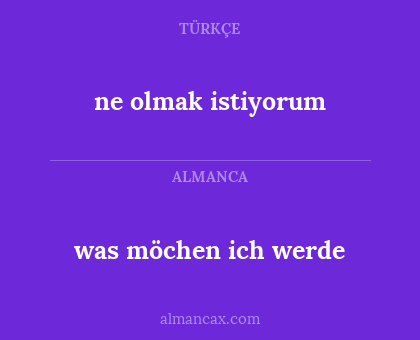 was möchen ich werde - ne olmak istiyorum