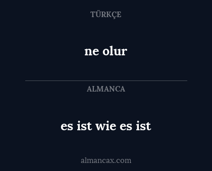 ne olur - es ist wie es ist