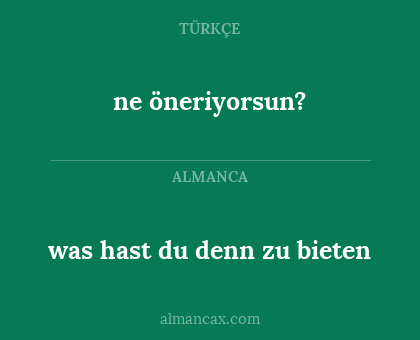 ne öneriyorsun? - was hast du denn zu bieten