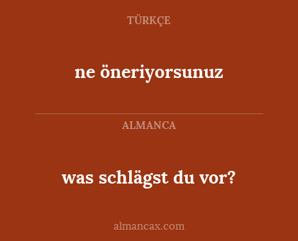 ne öneriyorsunuz - was schlägst du vor?