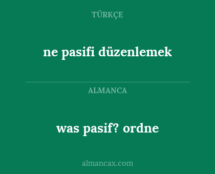 ne pasifi düzenlemek - was pasif? ordne