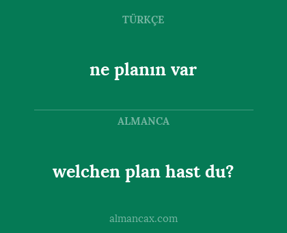 welchen plan hast du? - ne planın var