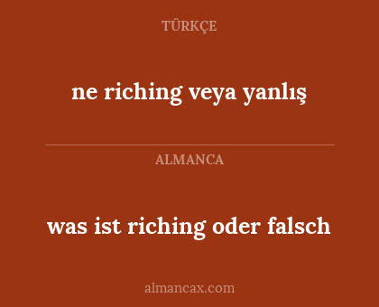 was ist riching oder falsch - ne riching veya yanlış