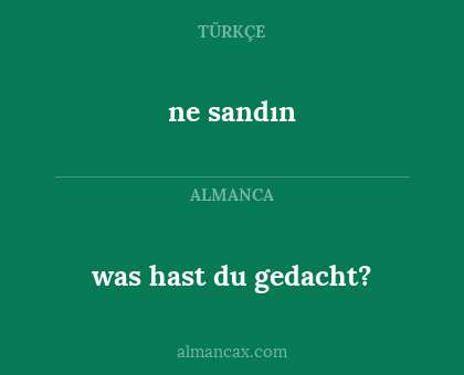 ne sandın - was hast du gedacht?