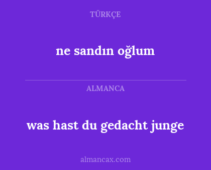 ne sandın oğlum - was hast du gedacht junge