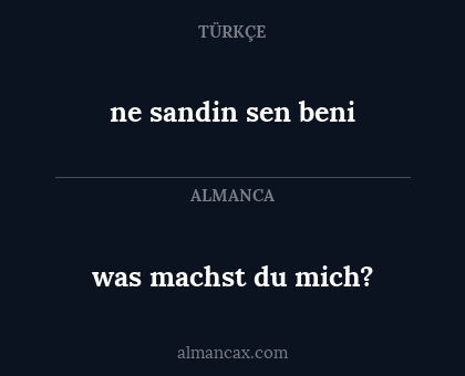 was machst du mich? - ne sandin sen beni