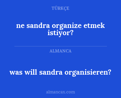 was will sandra organisieren? - ne sandra organize etmek istiyor?