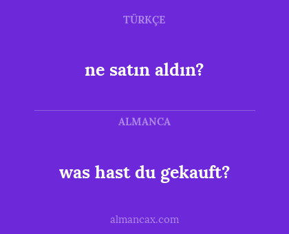 ne satın aldın? - was hast du gekauft?