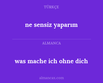 was mache ich ohne dich - ne sensiz yaparım