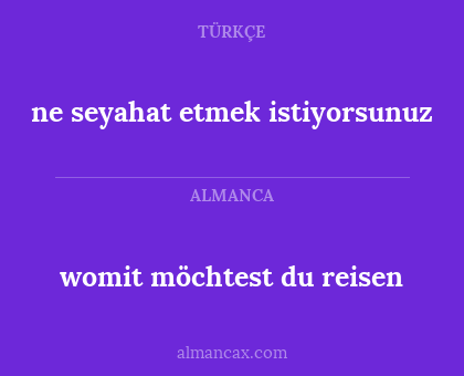 ne seyahat etmek istiyorsunuz - womit möchtest du reisen