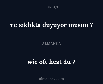 wie oft liest du ? - ne sıklıkta duyuyor musun ?