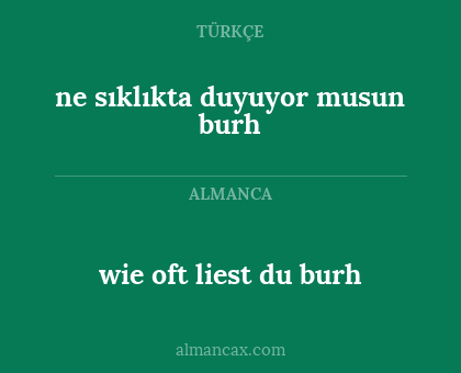 wie oft liest du burh - ne sıklıkta duyuyor musun burh