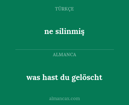ne silinmiş - was hast du gelöscht