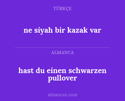hast du einen schwarzen pullover - ne siyah bir kazak var