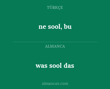 ne sool, bu - was sool das
