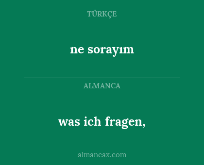 ne sorayım - was ich fragen,
