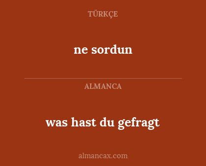 was hast du gefragt - ne sordun