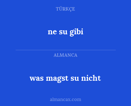 ne su gibi - was magst su nicht